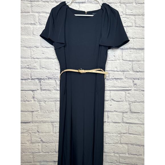 Tommy Hilfiger Navy 1-Piece Pant Jumpsuit Short Sleeve, Zip Back, Belt SZ 10 NEW - Picture 1 of 4